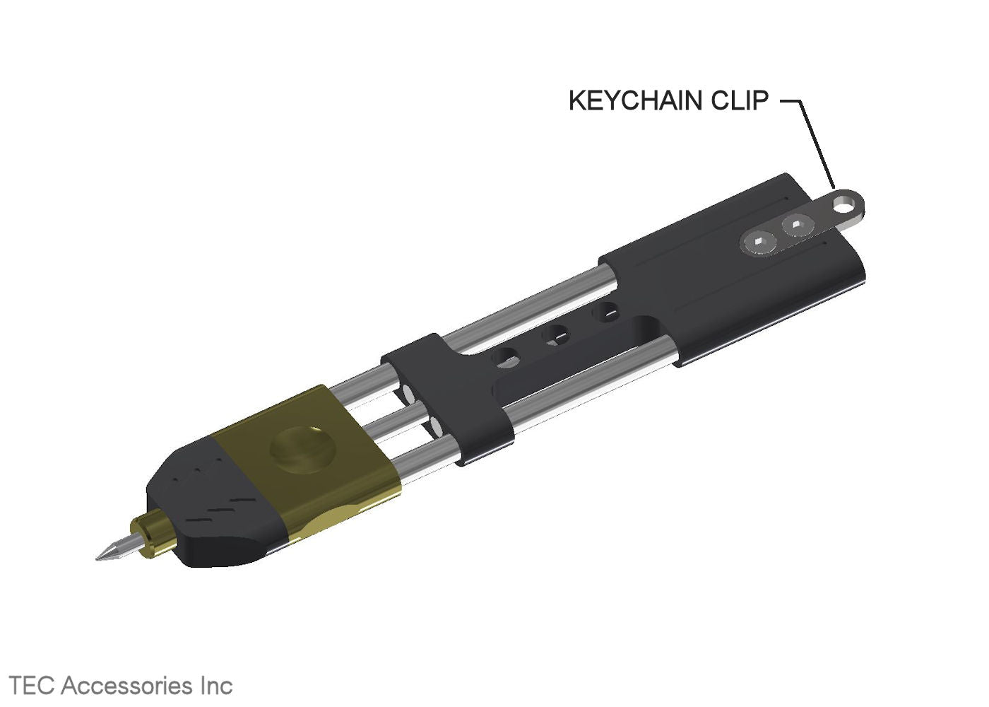 The Ko-Axis™ Rail Pen Keychain Clip attached to Pen